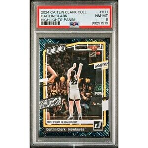 Caitlin Clark 2024 Panini Donruss Highlights H11 Basketball Card PSA 8 NM-MT+
